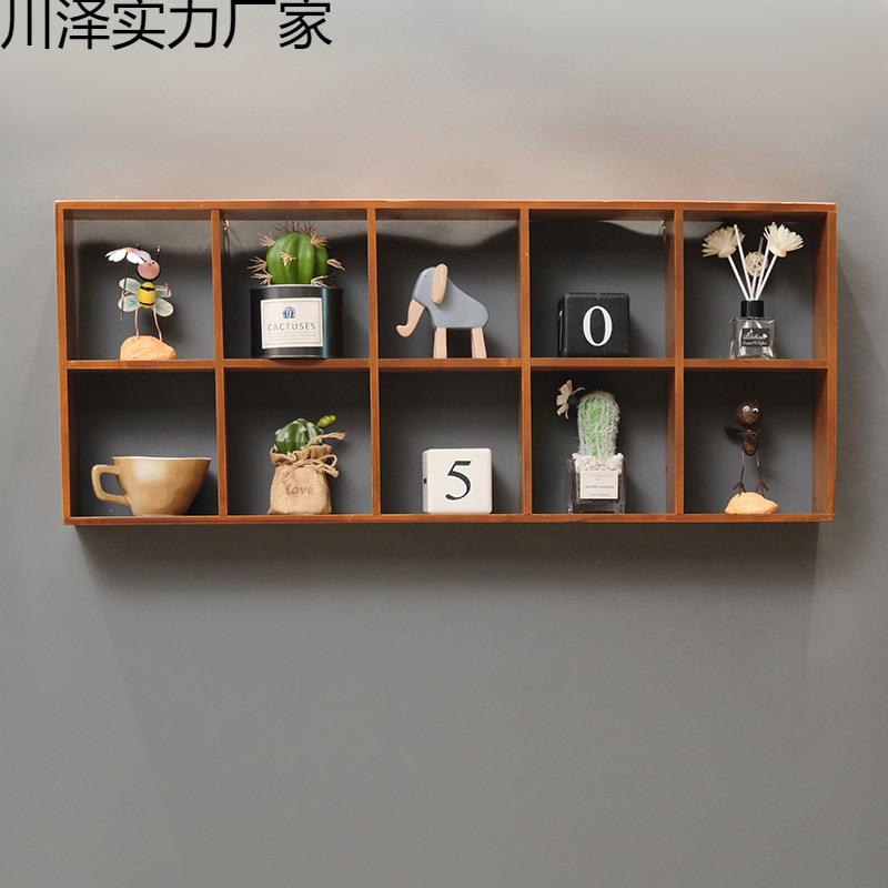 实木木复古壁饰置收格子展示柜可悬挂架墙面装饰纳挂饰墙AL100402