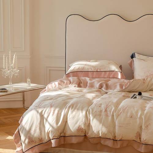 法CPS式玫瑰轻奢风80支兰精天丝四件套冰凉床单夏季丝丝感滑床上