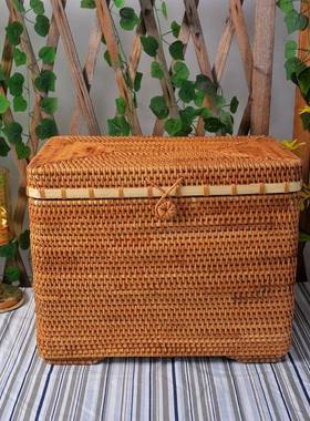 越南秋藤编收纳20231012带盖物整收纳筐桌面茶箱几杂衣服书本玩具