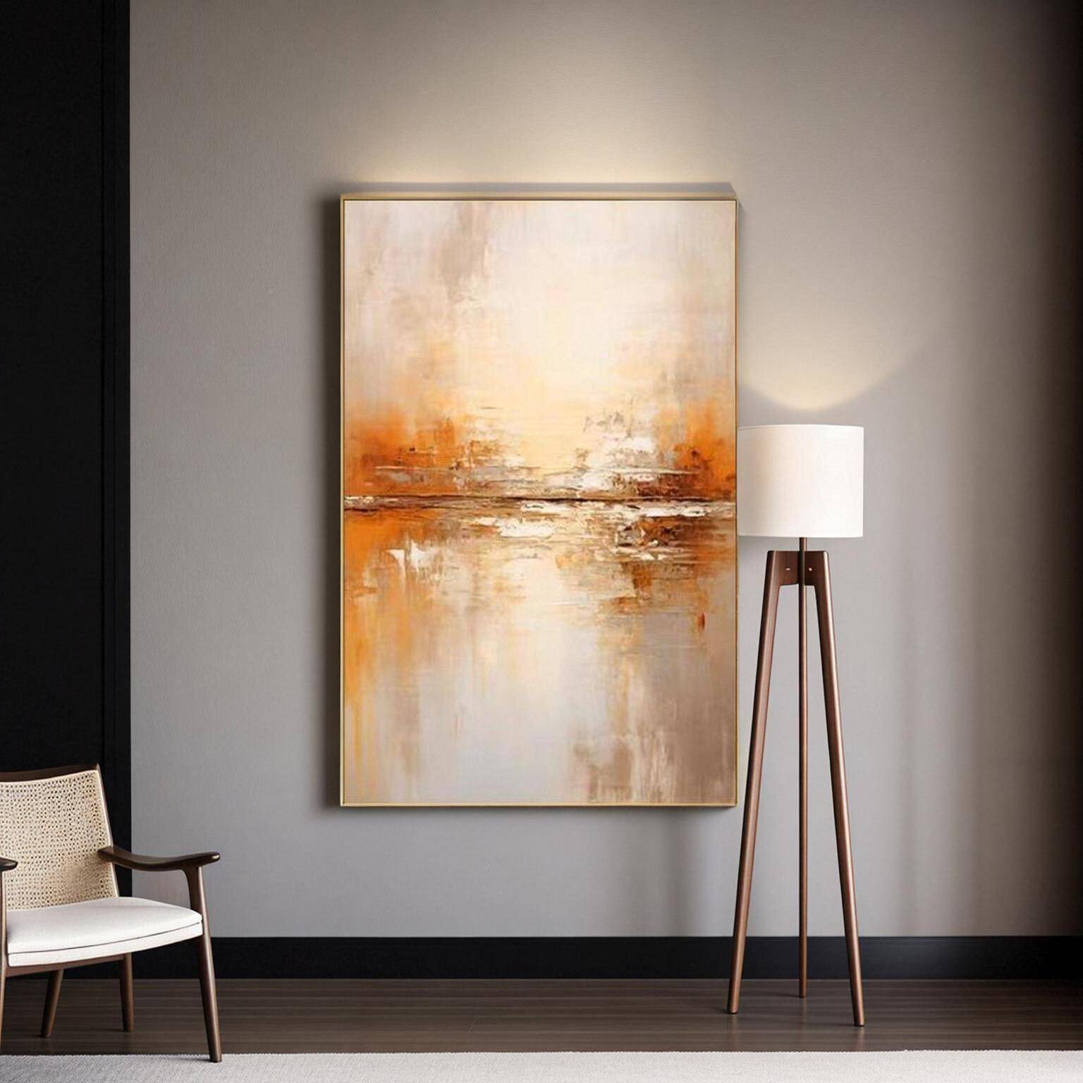 理手绘油画《温暖》暖色简约客厅抽象卧UUO画玄肌挂画室餐厅装关