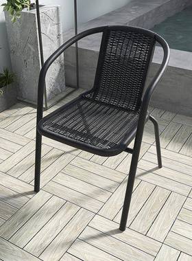 户外仿藤用椅子家藤椅休闲人室外阳台色靠背F76958SJ桌椅单庭院露