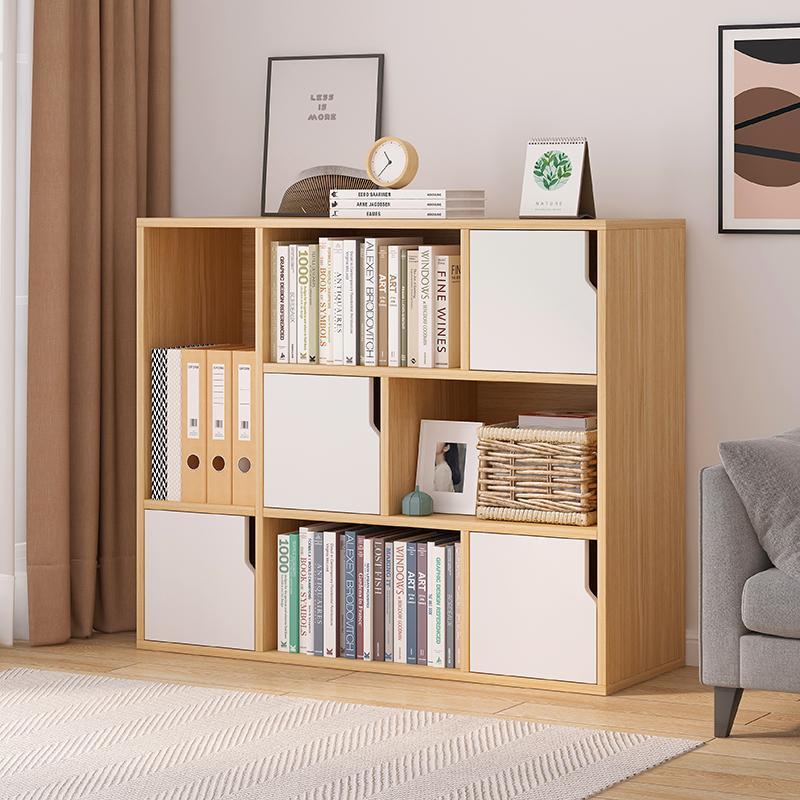 落书架置物架地易简家用书柜带门防尘储物柜TOQ客厅置物柜靠收纳