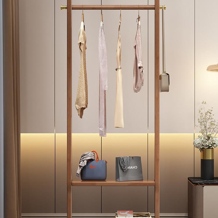实卧室落地衣帽CLE架家用酒店新中式简物约新木款加挂粗衣架置衣