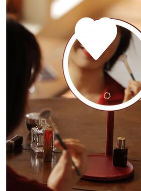 女方嫁物品补镜子结婚红色梳妆台led化妆无品牌/镜带陪灯光结婚用