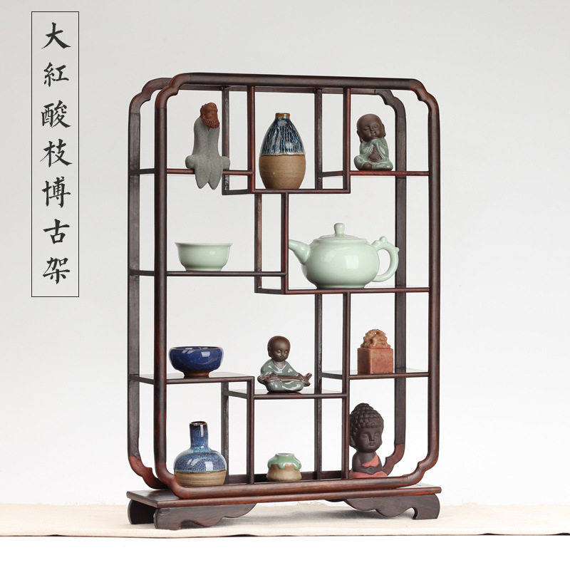 红酸枝实木中式多宝阁博古架