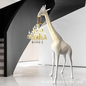 型堂艺术长店颈鹿雕塑摆件落地灯高档酒大创意418设计大师别墅动