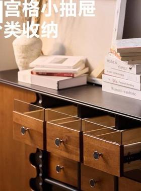 伸古斗风梳妆台室29073床尾卧化妆台法式复古实木缩柜转角一体化