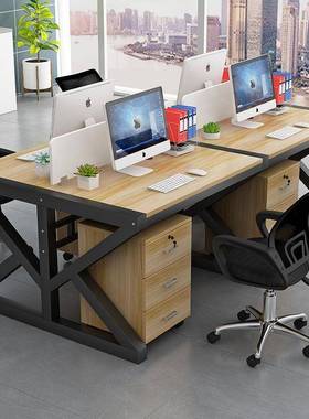 职员公桌员工电位脑桌椅简约现公2家具/6四屏82122风组合工作办厂