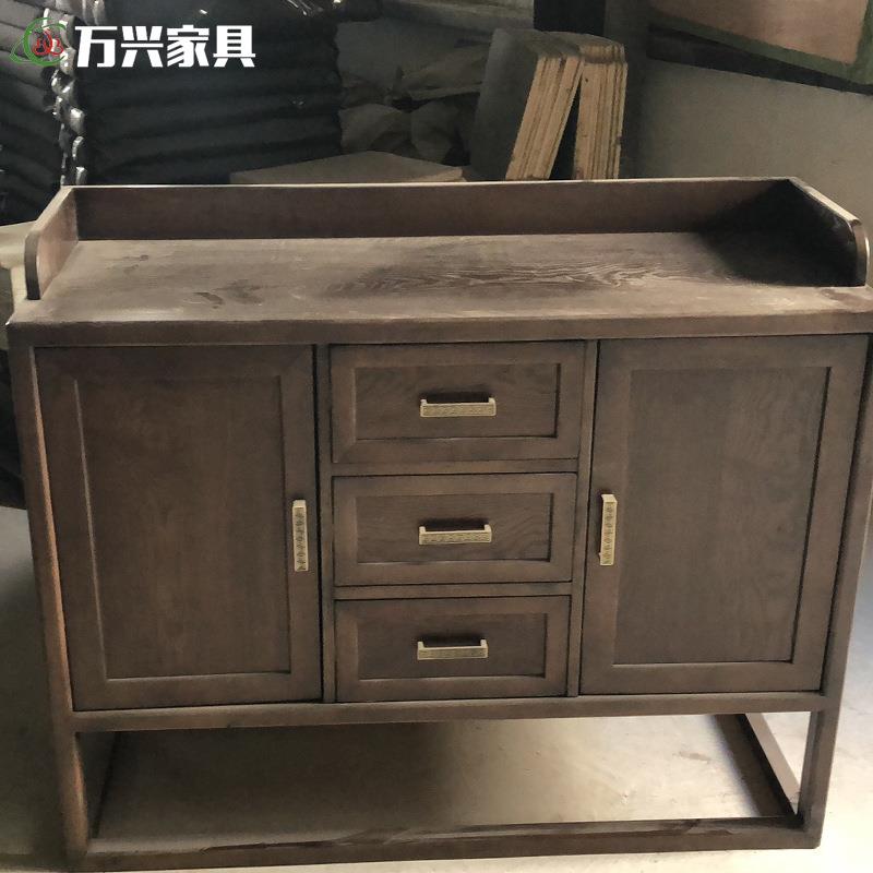 新中式实餐边柜老榆木储木NVS物柜餐馆酒店商茶水柜置物柜可定用