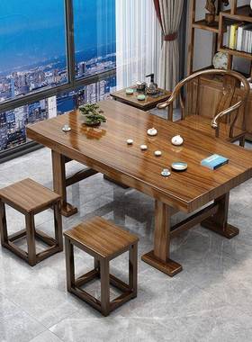 阳台喝茶桌椅组合新中式夫实公木办功61881泡茶台套装小一体家用