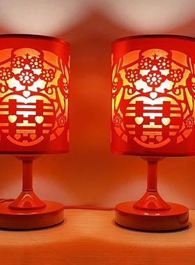 USB充电小夜灯新婚房床头装饰喂奶台灯红色结婚婚庆陪嫁长明灯