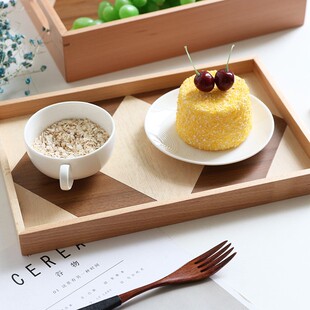 北欧木质托盘ins轻奢风创意家用茶盘单层长方形放点心茶杯水杯子