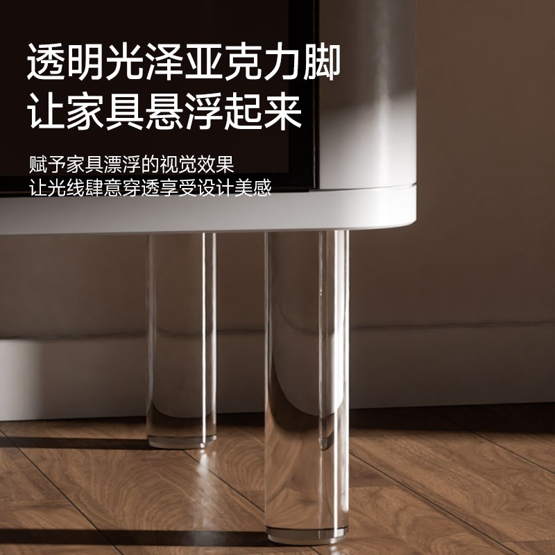 透明亚克力悬空电视柜支撑脚免打孔悬浮圆柱桌腿落地家具支撑柜脚