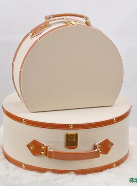 橙色半圆手箱提箱纳盒皮质样板间294收衣帽间纳箱整理展示收台手