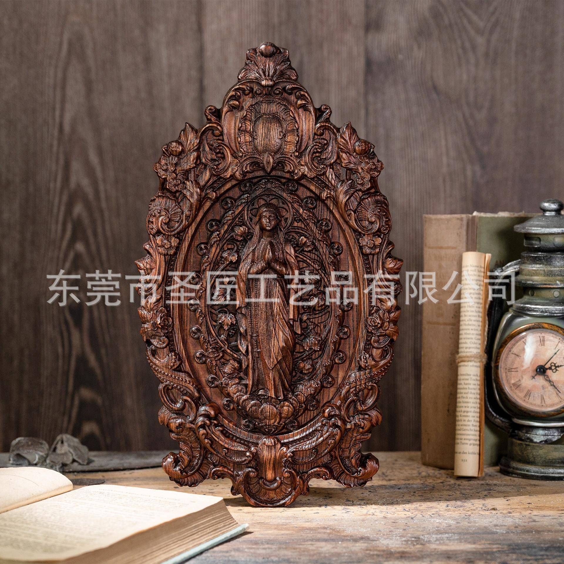 新品树居叶母浮雕工艺品摆件家装饰品复墙饰实木BGW155圣古人雕圣