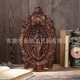 新品树居叶母浮雕工艺品摆件家装饰品复墙饰实木BGW155圣古人雕圣