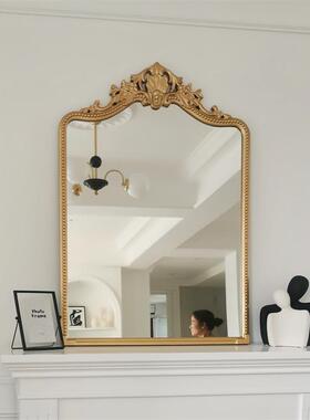 欧复古梳镜挂壁炉法式挂墙美壁式妆雕花装式饰镜卫生间KX-60905浴