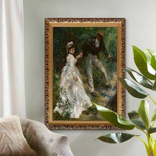 世饰界名画雷诺阿欧式象人物油画美式卧KKN客厅室过道装印画美女