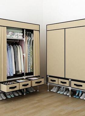 简易衣柜家用卧单室结带抽屉人宿舍出租房厚加加粗钢管实UQG耐用