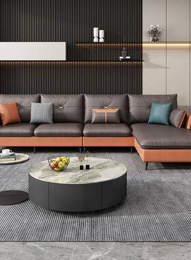 XIK现代客厅三家用轻现四人贵妃科技布沙发组合意式简约转代奢角