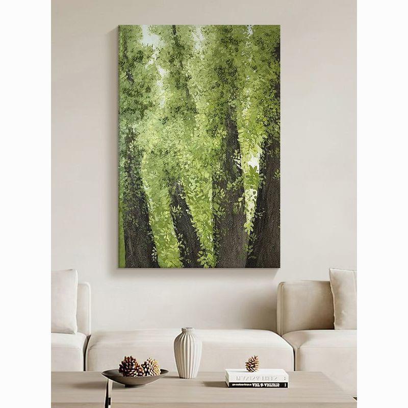 卧顺丰绿色无品牌/树木抽象肌理绘客厅装饰新画简约小清手油画玄
