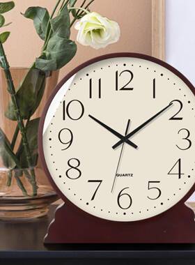 ?轻奢座钟客RNQ厅电中式表摆件实木复台式时钟钟简约时尚古波摆钟