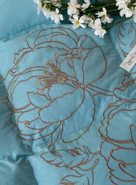 厂家款纯棉刺绣牡丹层立体羽绒被壳自新充双绒半成SQ-md001花品静