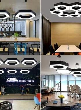 现代创E意六边形办公室吊艺灯简约术写字楼商超市健身房STEL场D吊