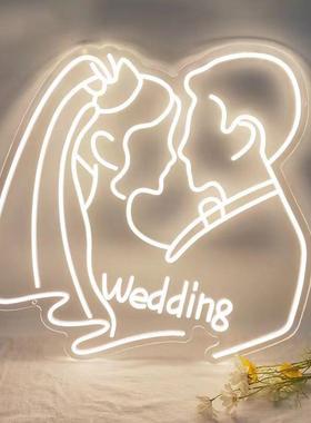 led霓虹灯造型求告IGR白派招婚创意浪漫场景布置对道具婚礼牌装饰