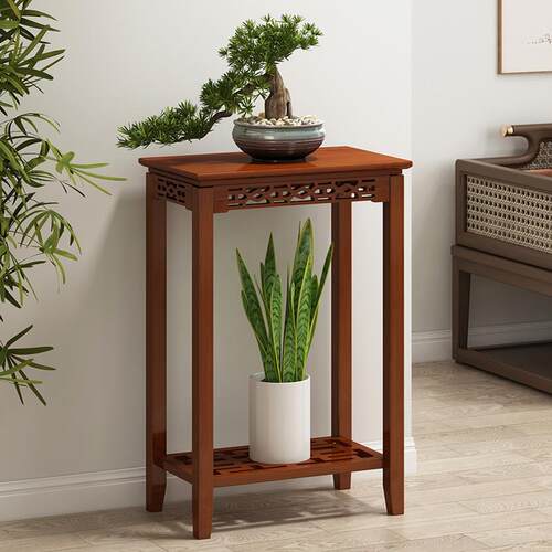 生楠竹ltao7774花架子简易台谋盆栽收纳阳室客厅中式吊兰花盆内实
