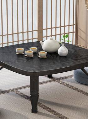 折叠餐桌桌家用炕桌地桌吃饭小桌子榻米床书上折榻VJO叠桌电脑桌