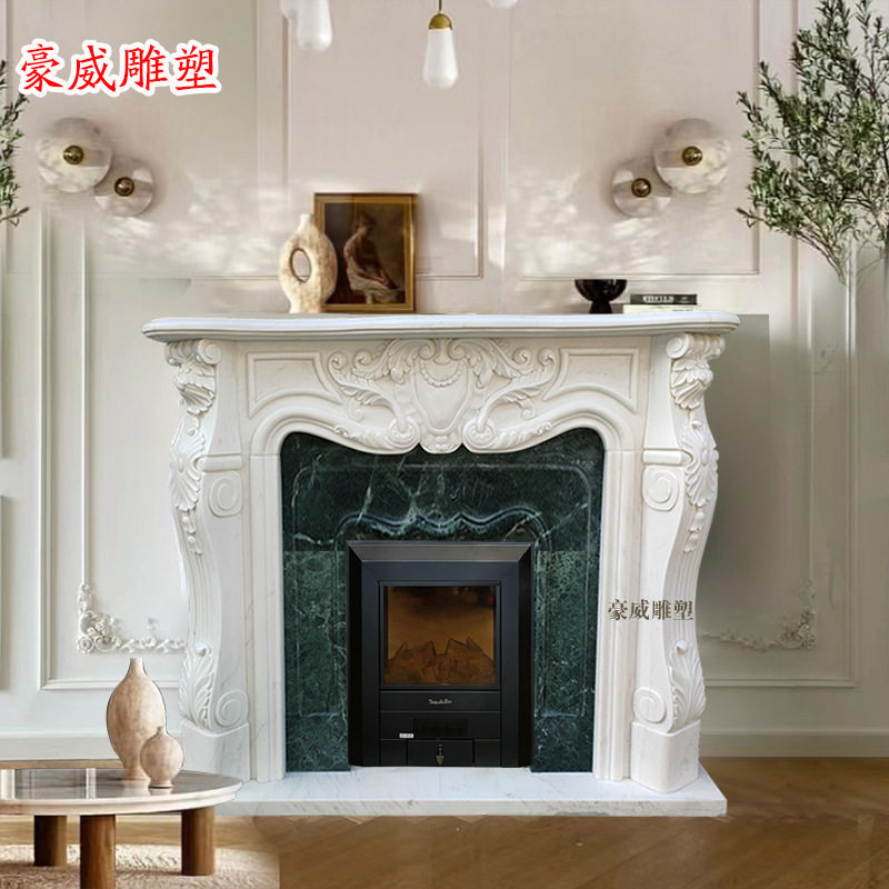 大理石壁炉架石雕欧式简约美式汉白玉电视景墙装装饰石材壁炉