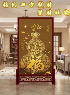 新中式入户屏隔艺断客厅风玄现代简约布VRK办公室双面简关易实木