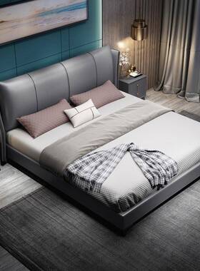 皮床VGJ红现代简约轻奢主卧双人床技布物婚科床意式1储.8米网实木