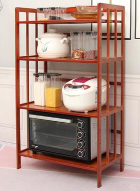 楠竹实厨房置炉物架微波烤AL102056箱收纳架多层木客书厅储物柜架