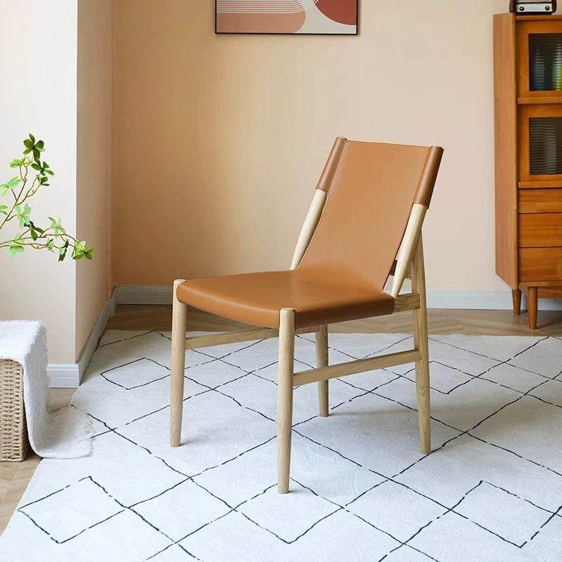 欧式简约马鞍皮实餐椅靠背椅家木用复古工业风子设计DWI师休闲洽