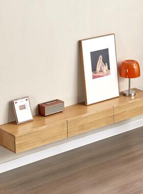实木悬电视柜壁超薄极挂简壁挂式悬挂日式原全72598木色悬浮空房