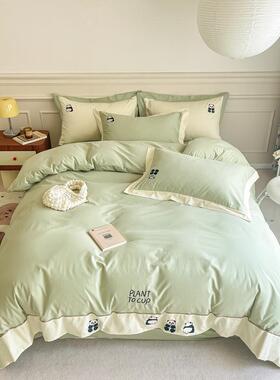 26025新款秋冬A类精密高端YRC10支全棉纯高棉磨毛绣猫花四件套熊