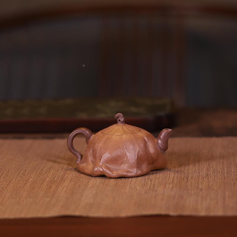 原矿段泥粉浆茶全手砂工薄莲SY0160胎蓬200ML仿生器创意茶壶具宜