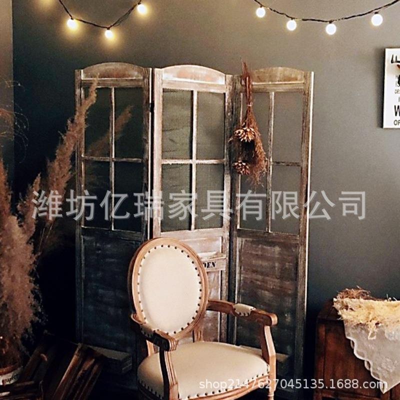 做木质实木花盒屏风叠隔装折断花架橱窗服店背景收F76M5897纳复古