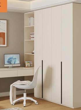 实木欧松板衣柜带书34634桌组现合转角奶代油风简约卧室户小型衣