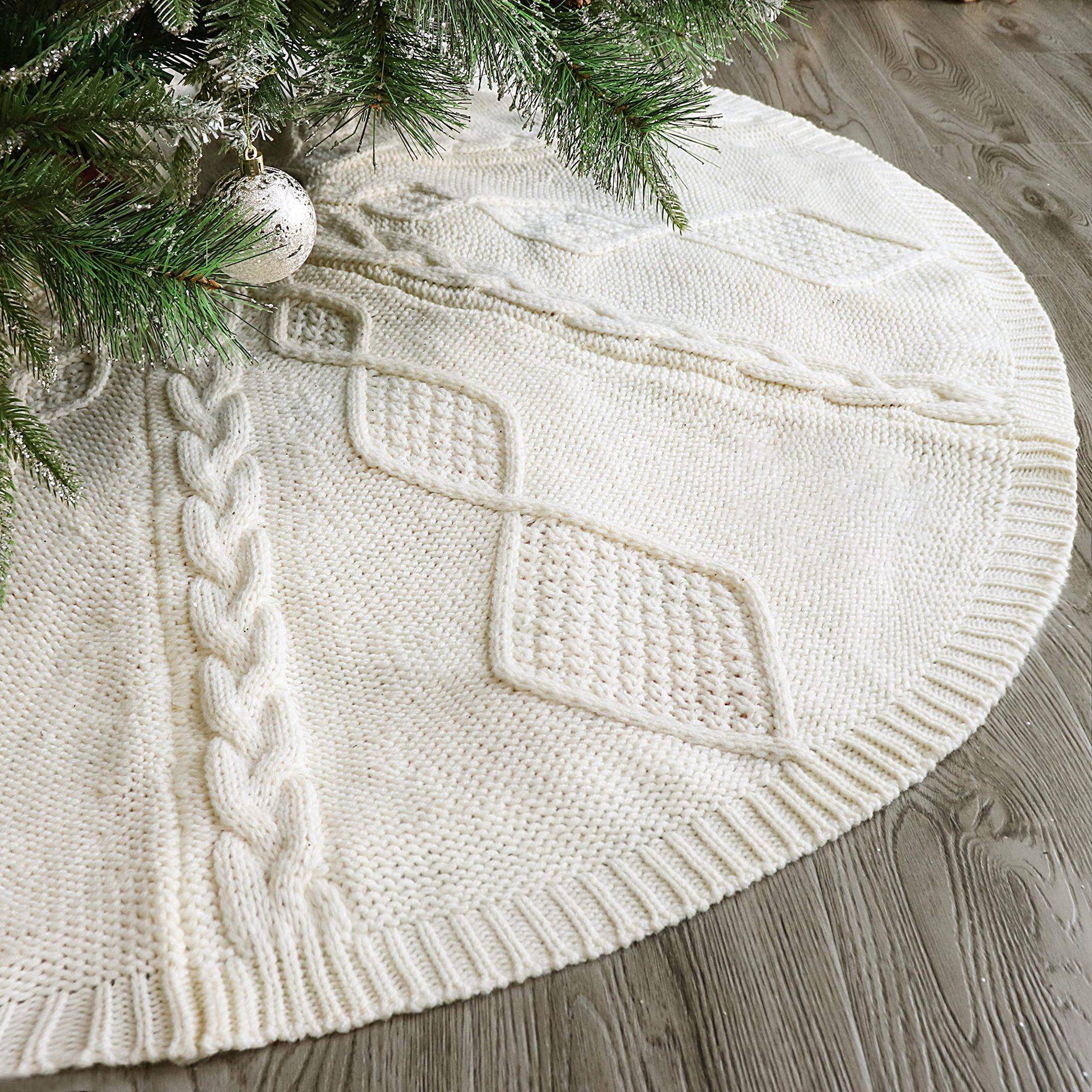 圣节诞无品牌/新品针织树裙奶诞白色针织圣诞树围裙圣装树饰品