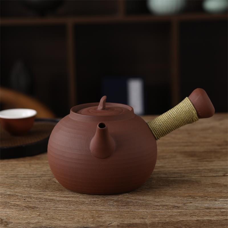 手工红泥侧把急须炭电两用煮茶炉