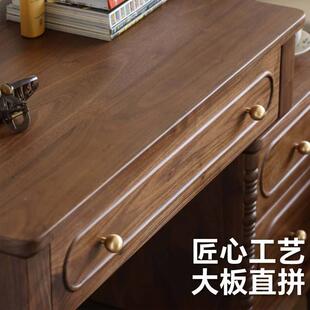 法北式复古美胡黑桃实木梳妆斗柜一台体化妆桌卧室小05型床头柜书