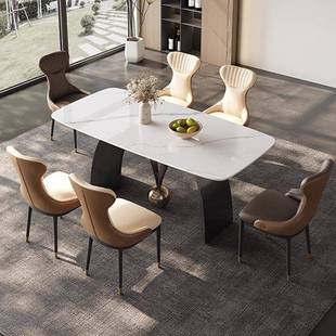 现代简约设计22608师超晶岩板桌椅石组合餐用家高端奢石轻奢大理