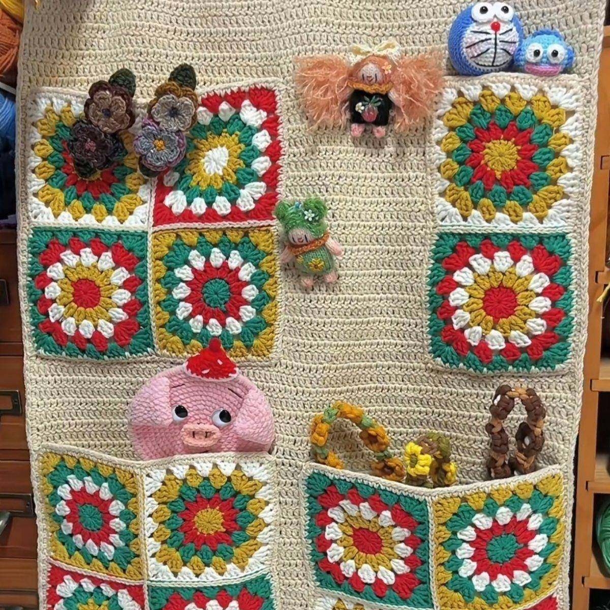 Y9约I成752品工钩织挂式收纳袋壁挂墙面物袋简手多杂层储物袋挂毯,收纳整理,其他收纳袋,淘宝优惠券,粉丝福利购,淘宝优惠卷