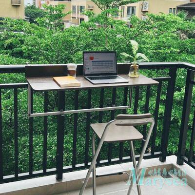 台栏杆桌可折叠WQI升降户外吧台桌桌露台挂桌子窗台护阳栏悬挂折