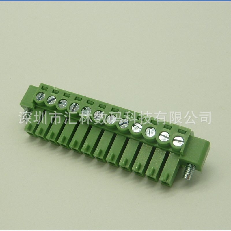 替代dinkle接线端子EC381VM-12P带耳插头-黑色/绿色-3.81穿墙端子
