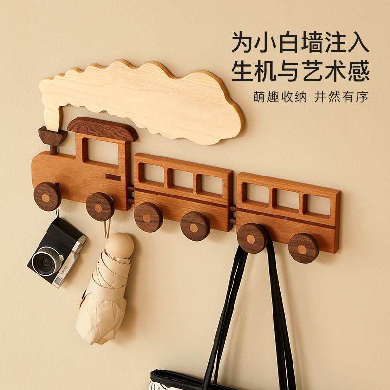 创意可爱木挂实钩卡通儿帽童房户门玄无品牌/关墙壁挂衣架入衣架