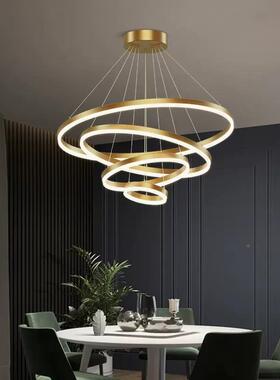 现代极简轻奢全光圆环谱客厅吊灯跃层墅大厅餐吊厅展XTN别厅楼梯